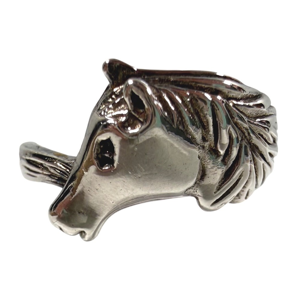 Vintage 925 Sterling Silver Horse Head Ring Equestrian Western Size 5.25 1990s
